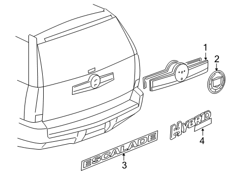 2010 Cadillac Escalade Nameplate, Rear Diagram for 20903638