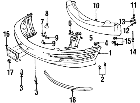 1999 Buick Riviera Bumper & Components - Front Diagram