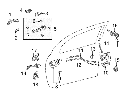 2005 Pontiac Vibe Handle, Outside Bumper Diagram for 94848696