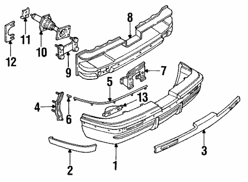 1992 Buick Roadmaster License Mount, Rear Diagram for 10193028