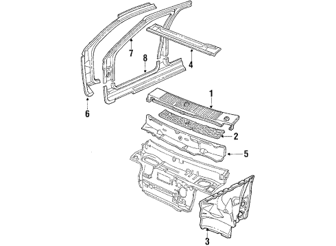 1990 Chevy Cavalier Windshield Frame Diagram for 22593284
