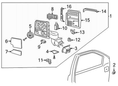 2021 GMC Sierra 3500 HD Mirrors Diagram 4 - Thumbnail