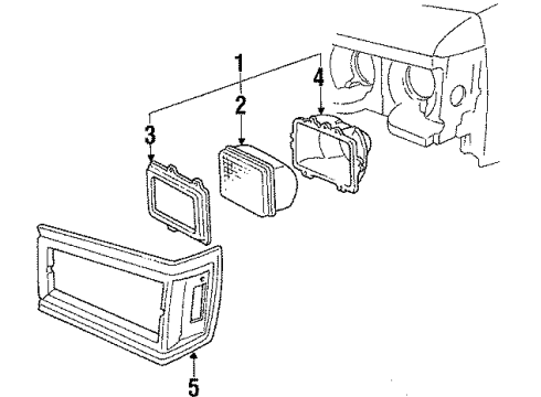 1989 Oldsmobile Custom Cruiser Headlamp Components Diagram