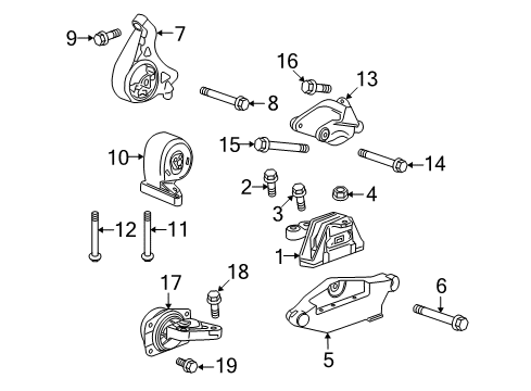 2011 Cadillac SRX Engine & Trans Mounting Diagram