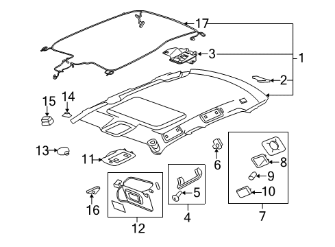2010 Buick Lucerne Interior Trim - Roof Diagram