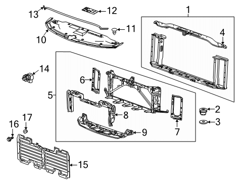 2019 GMC Yukon XL Radiator Shutter Assembly, Front Diagram for 84378163
