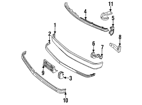 1997 Chevy C2500 Suburban Bumper & Components - Front Diagram