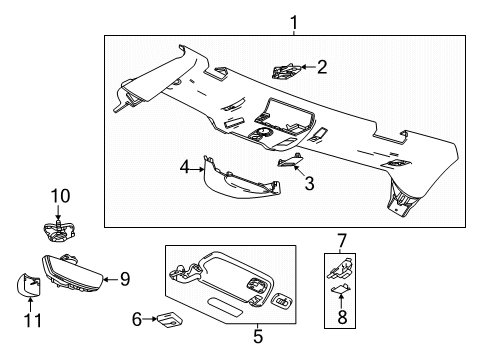 2025 Chevy Corvette Interior Trim - Roof Diagram