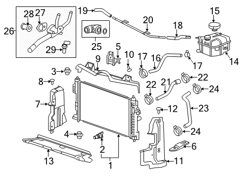 2019 Cadillac XTS Upper Baffle Diagram for 23383229