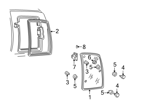 1998 Chevy K1500 Glass - Door Diagram 2 - Thumbnail