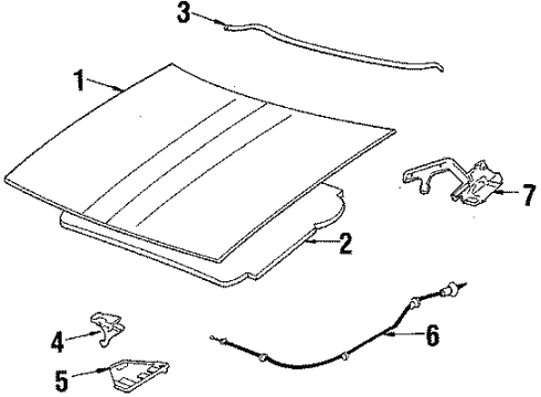 1985 Pontiac J2000 Sunbird Support Rod Retainer Diagram for 14085193