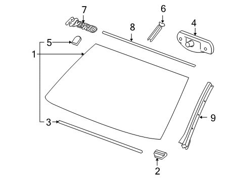 2013 Chevy Silverado 1500 Glass - Windshield Diagram 2 - Thumbnail