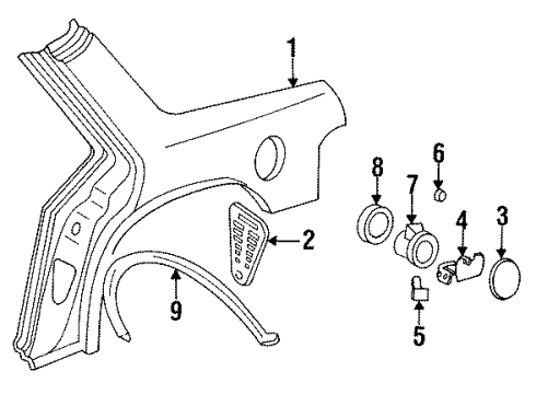 1993 Chevy Lumina Quarter Panel & Components Diagram 2 - Thumbnail
