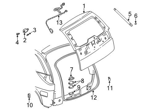 2006 Buick Rendezvous Lift Gate Wedge, Rear Diagram for 10422037
