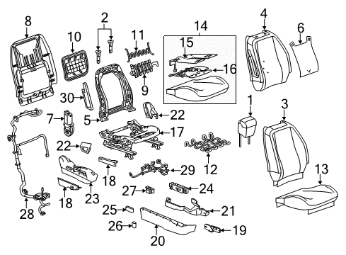 2013 Chevy Equinox Seat Back Cover, Titanium, Front Diagram for 20892574