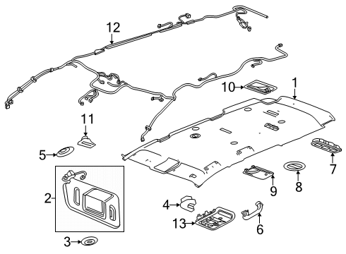 2024 GMC Acadia Harness Assembly-Headlining Trim Panel Diagram for 26498741