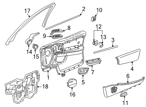 2001 Buick Park Avenue Interior Trim - Front Door Diagram