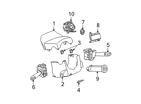 2004 Saturn Ion Upper Column Cover, Black Diagram for 22720906