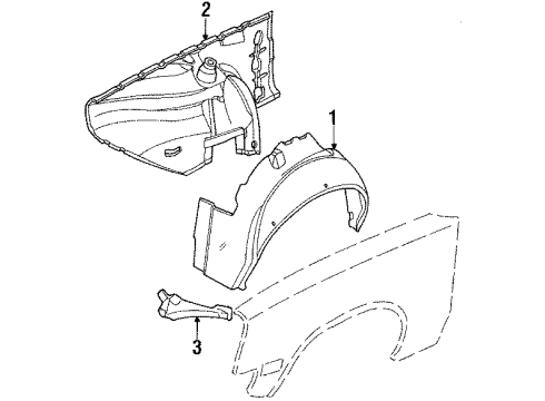 1987 Chevy Chevette Inner Components - Fender Diagram