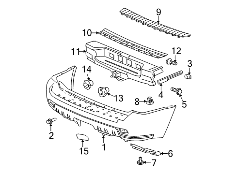 2007 Chevy Trailblazer Bumper & Components - Rear Diagram 2 - Thumbnail