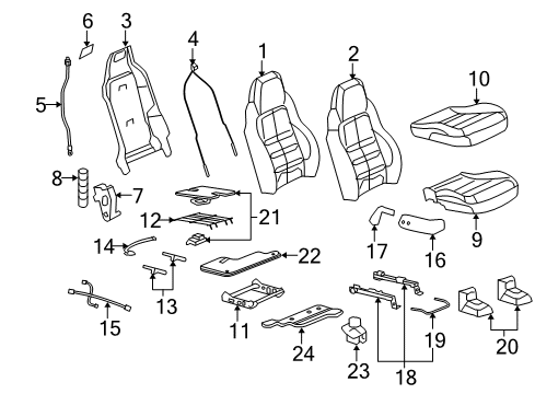 2009 Chevy Corvette Seat Back Cover, Black, Front Diagram for 19124917