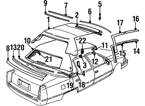 1996 Cadillac DeVille Exterior Trim - Roof Diagram