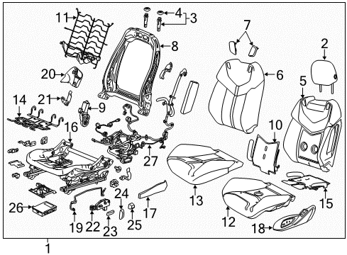 2015 Chevy SS Seat Back Pad Diagram for 92293178