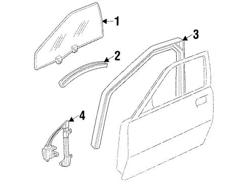 1999 Oldsmobile Intrigue Glass - Door Diagram