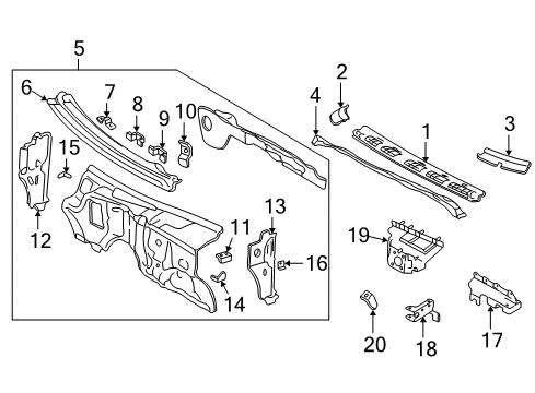 1999 Chevy S10 Cab Cowl Diagram