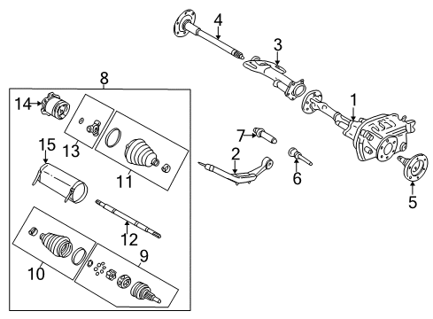 2005 Chevy Avalanche 1500 Front Axle & Carrier Diagram