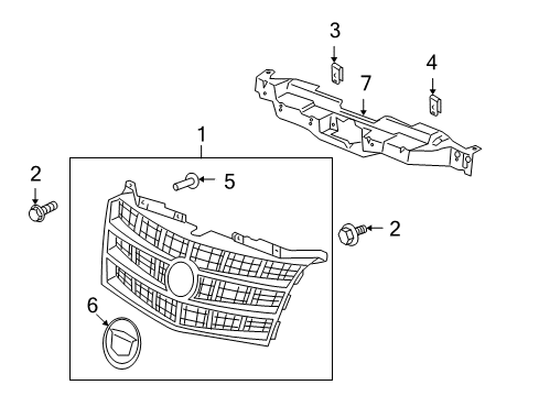 2008 Cadillac Escalade Grille & Components Diagram 2 - Thumbnail