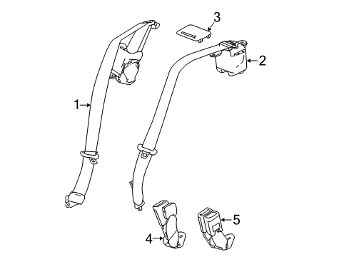 2018 Buick Regal TourX Lap & Shoulder Belt, Black, Rear Center Diagram for 19366920