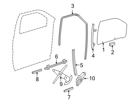 2007 Saturn Relay Rear Weatherstrip Diagram for 89044623