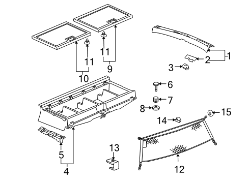 2006 Pontiac Montana Cargo Net Upper Retainer Diagram for 10414612