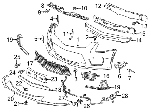 2017 Cadillac ATS Bumper & Components - Front Diagram 4 - Thumbnail