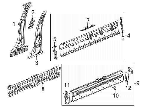 2025 Cadillac ESCALADE IQ Center Pillar & Rocker Diagram