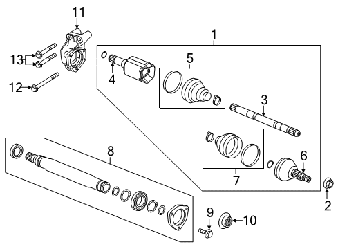 2011 Buick Regal Inner CV Joint, Front Driver Side Diagram for 13333930