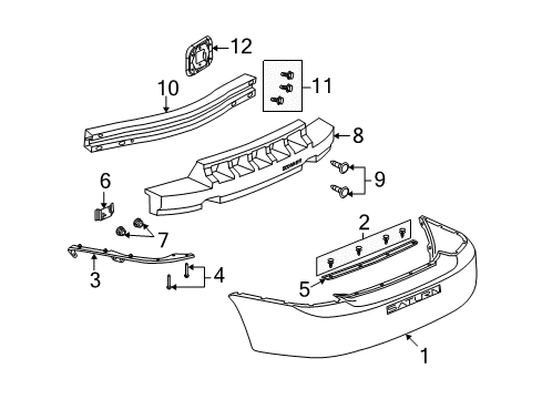 2003 Saturn Ion Bumper Cover, Red Line, Rear Diagram for 22698402