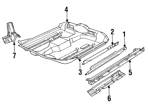 1994 Pontiac Sunbird Inner Rocker, Driver Side Diagram for 22546903