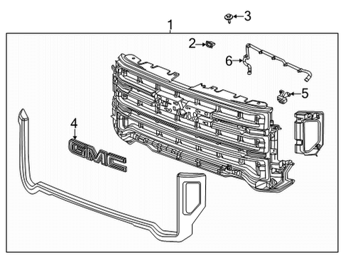 2020 GMC Sierra 3500 HD Grille Diagram for 84691992