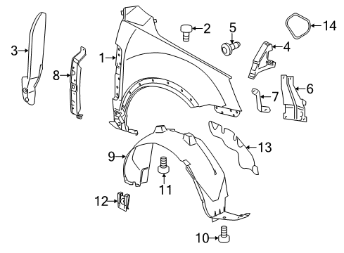 2012 Chevy Captiva Sport Fender & Components Diagram