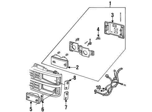 1993 Chevy Blazer Headlamp Components Diagram