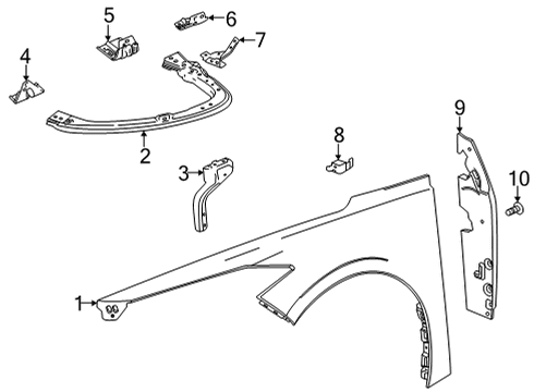 2022 Chevy Corvette Fender, Front Passenger Side Diagram for 84824880