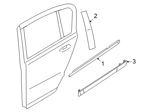 2008 Saturn Astra Exterior Trim - Rear Door Diagram