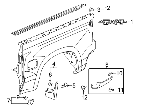 2024 Chevy Silverado 1500 Exterior Trim - Pick Up Box Diagram 7 - Thumbnail