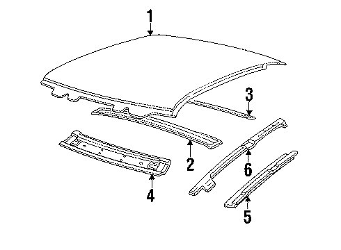 1993 Pontiac Grand Am Roof & Components Diagram