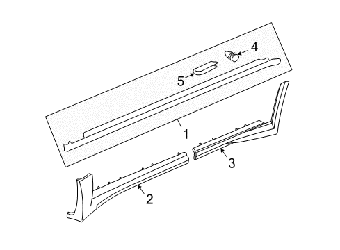 2005 Pontiac Bonneville Rocker Molding Retainer Diagram for 25722671
