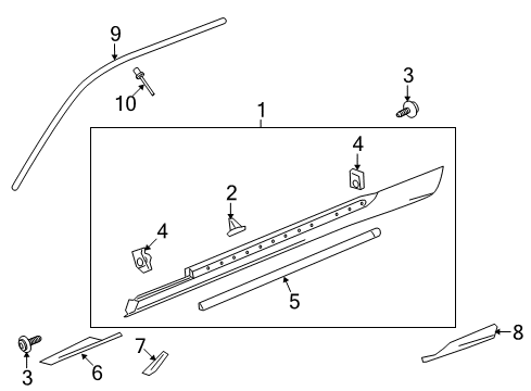 2010 Chevy Camaro Exterior Trim - Pillars Diagram