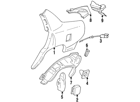 1997 Pontiac Bonneville Quarter Panel & Components Diagram