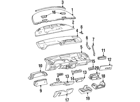 1992 Oldsmobile Silhouette Air Outlet, Passenger Side Diagram for 10224549